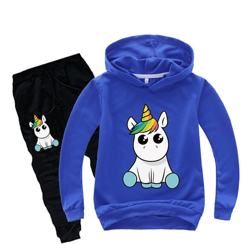 Baby Boys Girls Unicorn Sport Clothing Set Boy Sets Hoody Sweatershirt Pants Toddler Kids Clothes Children Causal Thin Tracksuit