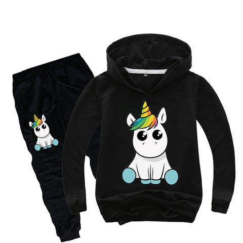 Baby Boys Girls Unicorn Sport Clothing Set Boy Sets Hoody Sweatershirt Pants Toddler Kids Clothes Children Causal Thin Tracksuit