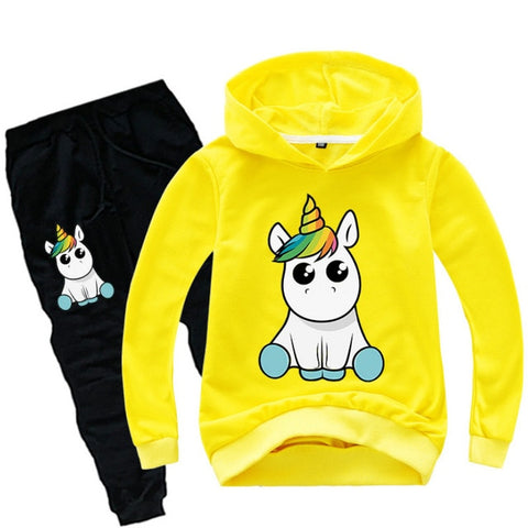 Baby Boys Girls Unicorn Sport Clothing Set Boy Sets Hoody Sweatershirt Pants Toddler Kids Clothes Children Causal Thin Tracksuit