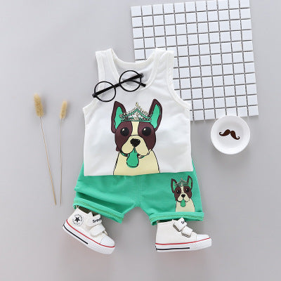 Summer Boy Cartoon Clothing Sets Sleeveless Embroidered Hat Vest Shorts Boy 2Pcs/Set Kids Clothing Sets Toddler Tracksuits