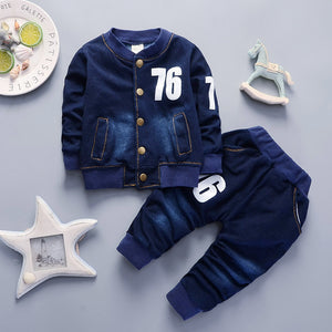 Baby Boys Clothing Sets Spring Autumn Toddler Sport Suit Kids Clothing Set Children Clothes Denim Jeans Coat+pants 40