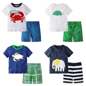 Kids Boys Summer Clothing Set Boat Anchor Fish Striped Cotton Baby Boys Clothes Set T-Shirt Shorts 2Pcs Baby Kids Suits 2-7Yrs