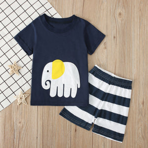 Kids Boys Summer Clothing Set Boat Anchor Fish Striped Cotton Baby Boys Clothes Set T-Shirt Shorts 2Pcs Baby Kids Suits 2-7Yrs