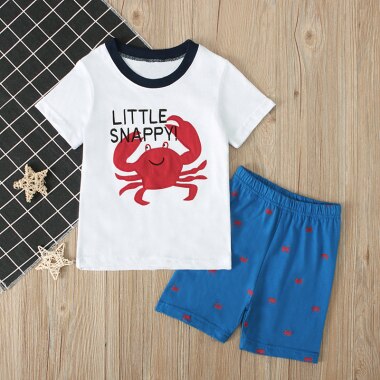 Kids Boys Summer Clothing Set Boat Anchor Fish Striped Cotton Baby Boys Clothes Set T-Shirt Shorts 2Pcs Baby Kids Suits 2-7Yrs