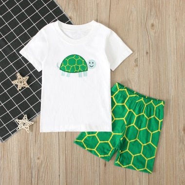 Kids Boys Summer Clothing Set Boat Anchor Fish Striped Cotton Baby Boys Clothes Set T-Shirt Shorts 2Pcs Baby Kids Suits 2-7Yrs