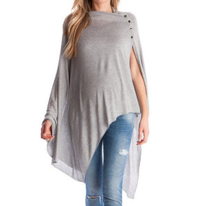 TELOTUNY Women Maternity Blouse Breastfeeding Tee Nursing Top Solid Long Sleeve T-shirt Ladies Fashion Casual Pregnancy Clothes