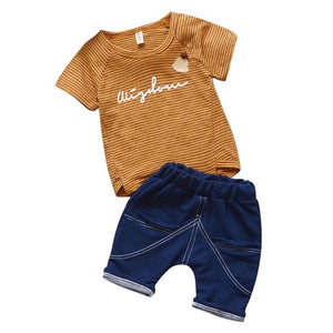 Kid Baby Boys' Summer Clothes Pocket T-Shirt Tops+Short Pants Striped Casual Outfit Set Summer Clothing