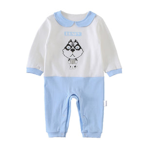 Spring And Autumn Infants Clothing New Style Cartoon Blue Puppy Cotton Baby Clothes Baby Boys' One-piece Suit