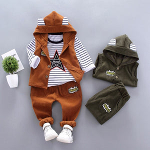 Spring And Autumn New Style Korean-style Girls Spring Clothing Baby Casual Long Sleeve Three-piece Set-Infant Boys' Clothes Kids