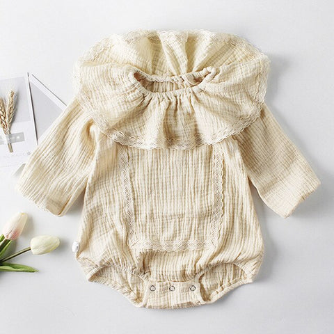 New Spring Baby Girl Bodysuits 2020 Girls' Bow Lapel Wrap Fart Bodysuits Baby Long Sleeve Cotton Baby Clothing Twins Clothes