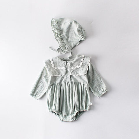 New Spring Baby Girl Bodysuits 2020 Girls' Bow Lapel Wrap Fart Bodysuits Baby Long Sleeve Cotton Baby Clothing Twins Clothes