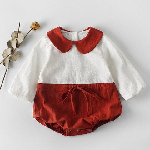 New Spring Baby Girl Bodysuits 2020 Girls' Bow Lapel Wrap Fart Bodysuits Baby Long Sleeve Cotton Baby Clothing Twins Clothes