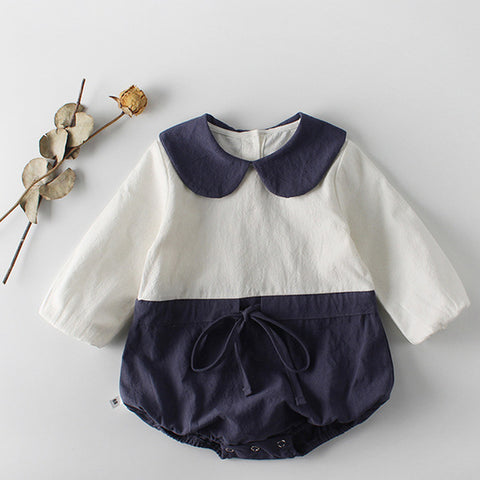 New Spring Baby Girl Bodysuits 2020 Girls' Bow Lapel Wrap Fart Bodysuits Baby Long Sleeve Cotton Baby Clothing Twins Clothes