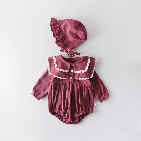 Spring Baby Girl Bodysuits Embroidery Girls' Baby Plaid Bodysuits +Hairpin Long Sleeve Triangle Bodysuit Little Girls Clothing