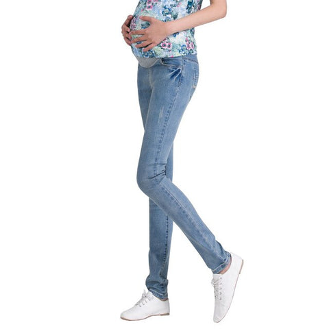 Spring Jeans Maternity Pants For Pregnant Women Clothes High Waist Skinny Denim Pencil Pants Trousers Abdominal Pregnancy Jeans