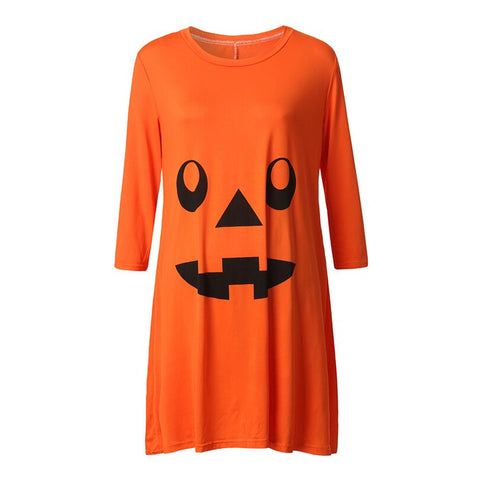 Pregnancy Women's Solid Halloween Little Devil Printed Nursing Nightgown Dress Winter Long Sleeve Dresses Maternity Clothes A30