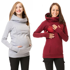 Women's Nursing Maternity Long Sleeves Stripe Breastfeeding Hoodie Sweatshirts Pregnancy Top Warm In Autumn and Winter S-3XL