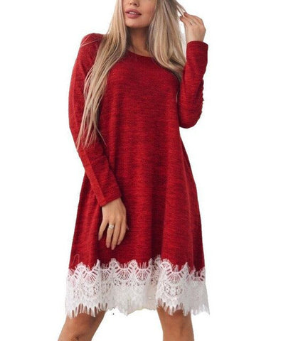 Long-sleeved Stitching Pregnancy Dress Dress Maternity Clothes Autumn And Winter New Women's O-neck Long Sleeve Dress Robe