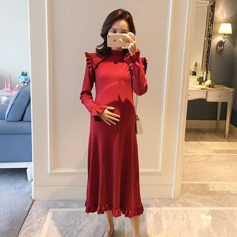 Pregnant women's winter dresses knitting pregnancy long sleeve plus size sweatshirt dress clearance sale dresses for women