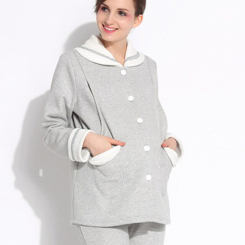 Winter women's sleepwear thicken flannel nightgown home wear maternity sleepwear pregnancy pajamas