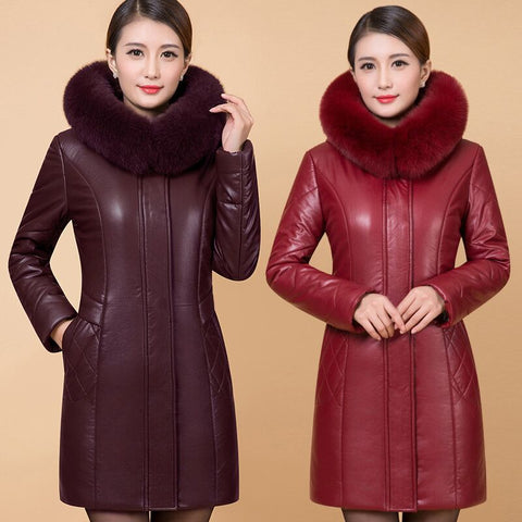 New winter women's down jacket High imitation fur leather plus size overcoats maternity clothing pregnancy jacket warm clothing