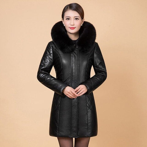 New winter women's down jacket High imitation fur leather plus size overcoats maternity clothing pregnancy jacket warm clothing