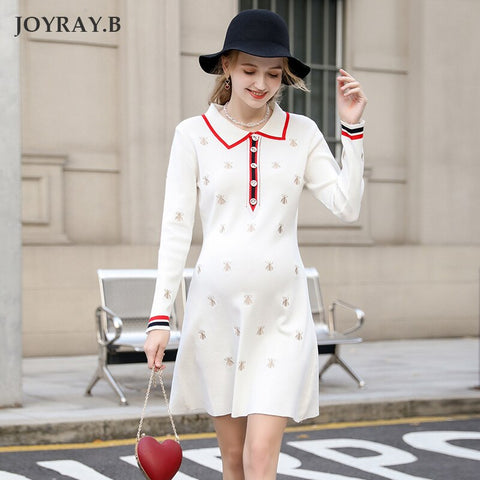 Maternity Dress Pregnant Women's Autumn Jacket Knitted Dress Autumn and Winter Bottom Pregnancy Dress JOYRAY.B