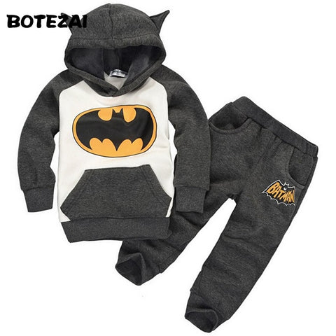 Retail New Fashion 2015 Children Outfits Tracksuit Batman Clothing Children Hoodies + Kids Pants Sport Suit Boys Clothing Set