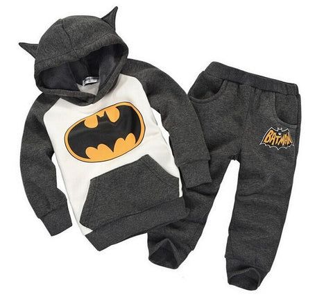 Retail New Fashion 2015 Children Outfits Tracksuit Batman Clothing Children Hoodies + Kids Pants Sport Suit Boys Clothing Set