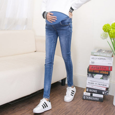 Abdominal Jeans For Pregnant Women Denim Skinny Trousers Nursing Maternity Clothes Elastic Waist Pregnancy Pants Autumn Clothing