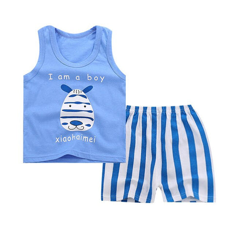Cotton Boys Girls Suit Summer Sleeveless Vest Shorts 2pcs Suit Children Set Newest Clothing Kids Baby Toddler 0-5T