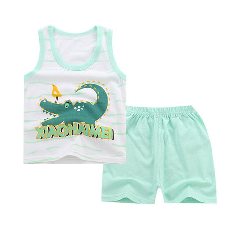 Cotton Boys Girls Suit Summer Sleeveless Vest Shorts 2pcs Suit Children Set Newest Clothing Kids Baby Toddler 0-5T