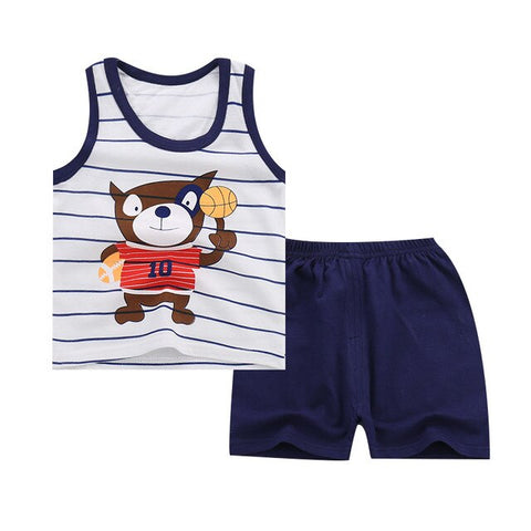 Cotton Boys Girls Suit Summer Sleeveless Vest Shorts 2pcs Suit Children Set Newest Clothing Kids Baby Toddler 0-5T