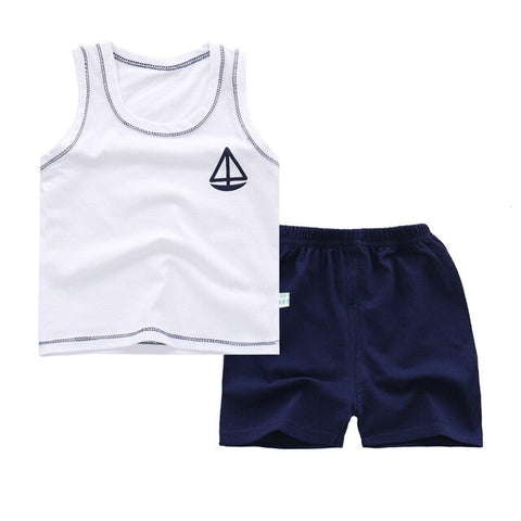 Cotton Boys Girls Suit Summer Sleeveless Vest Shorts 2pcs Suit Children Set Newest Clothing Kids Baby Toddler 0-5T