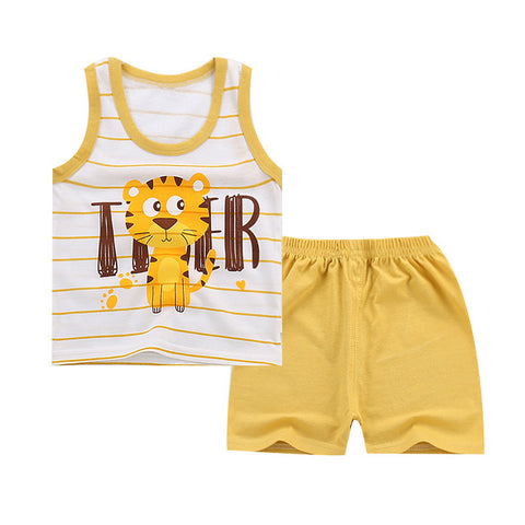 Cotton Boys Girls Suit Summer Sleeveless Vest Shorts 2pcs Suit Children Set Newest Clothing Kids Baby Toddler 0-5T
