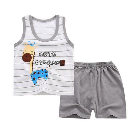 Cotton Boys Girls Suit Summer Sleeveless Vest Shorts 2pcs Suit Children Set Newest Clothing Kids Baby Toddler 0-5T