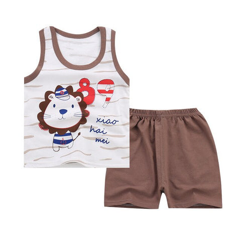 Cotton Boys Girls Suit Summer Sleeveless Vest Shorts 2pcs Suit Children Set Newest Clothing Kids Baby Toddler 0-5T