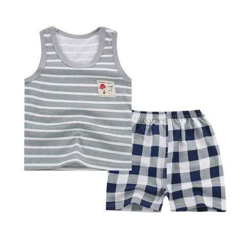 Cotton Boys Girls Suit Summer Sleeveless Vest Shorts 2pcs Suit Children Set Newest Clothing Kids Baby Toddler 0-5T