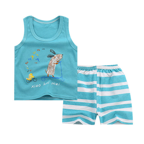 Cotton Boys Girls Suit Summer Sleeveless Vest Shorts 2pcs Suit Children Set Newest Clothing Kids Baby Toddler 0-5T