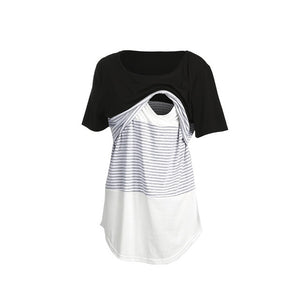 Women Pregnancy Clothes Maternity Clothing Breastfeeding Tee Nursing Tops Striped Short Sleeve T-shirt