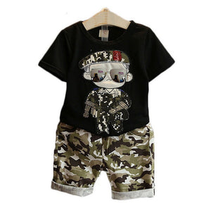 Children's Clothes 2019 Summer Kids Short Sleeves T-Shirt + Camouflage Shorts Suits Toddler Boys Clothing Sets