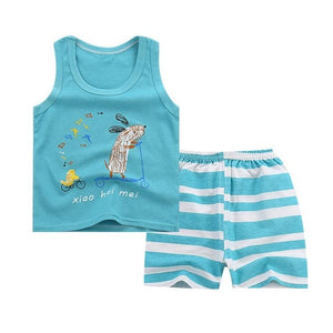 Summer Baby Boy Clothes Toddler Boys Cartoon Vest+shorts 2pcs Suits New Children Print Clothing Sets Kids Cotton Cute Sets