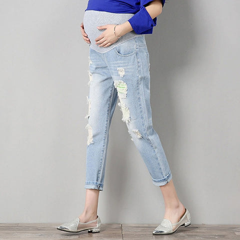 Jeans Maternity Comfortable Blue Cotton Denim Pants Pregnant Women Clothes Trousers Nursing Pregnancy Clothing Overalls high kid