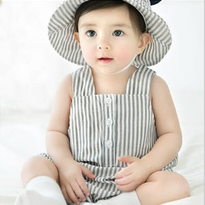 Summer new baby children's clothing boys's and girl's baby striped harness jumpsuit infant triangle climbing clothes