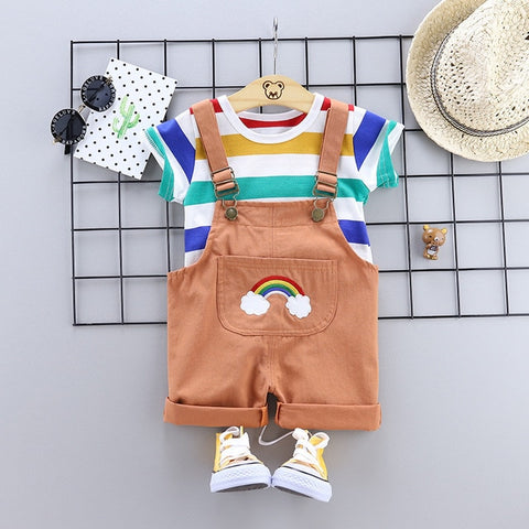 Summer Baby Girls Boy Clothes Toddler Infant Clothing Suit T Shirt Rainbow Shorts 2Pcs/Sets Kids Children Fashion casual Costume
