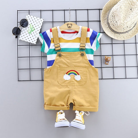 Summer Baby Girls Boy Clothes Toddler Infant Clothing Suit T Shirt Rainbow Shorts 2Pcs/Sets Kids Children Fashion casual Costume